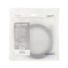 LogiLink DisplayPort Kabel 3m - Sort, Høj Kvalitet og Fremragende Ydeevne - Varenr. 4052792062045