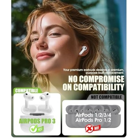 Apple AirPods Pro 3 Ørepropper – 5 Par Silikone Ear Tips – kompatibelt tilbehør