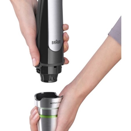 Braun Multiquick 7 MQ 7045X Stavblender - Rustfrit Stål/Sort | Effektiv, Lydløs & Stilren Blending