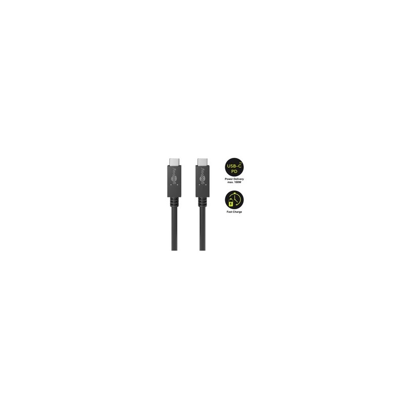 Goobay USB-C 3.2 Gen 2x2 100W kabel 1m Sort Goobay USB-C 3.2 Gen 2x2 100W kabel 1m Sort