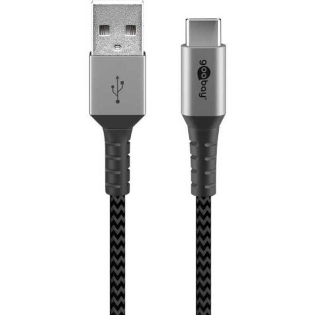 Goobay USB 2.0 Type-C Kabel 2m - Sort/Sølv | Høj Kvalitet & Holdbarhed