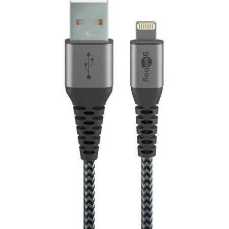Goobay Lightning-kabel 2m Braided MFi - Holdbart, Effektivt & Stilfuldt!