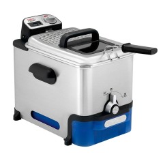 Køb Tefal Oleoclean Pro Fritureapparat 3.5L i Børstet Rustfrit Stål/Blå - Perfekt til Crispy Retter!