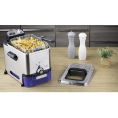 Køb Tefal Oleoclean Pro Fritureapparat 3.5L i Børstet Rustfrit Stål/Blå - Perfekt til Crispy Retter!