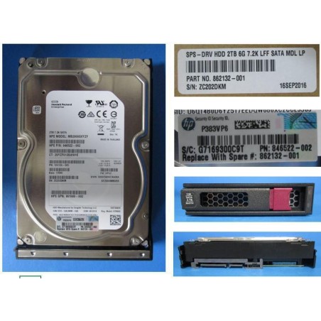 Hewlett Packard Enterprise 2TB SATA Hard Drive 6Gbs (862132-001) - Pålidelig Ydeevne og Stor Kapacitet