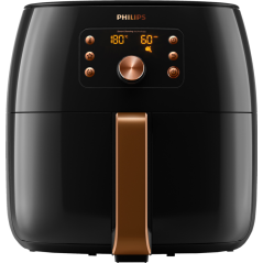 Philips Premium Collection HD9867 Airfryer XXL - Rask og Sund Madlavning med Dyb Sort/Kobber Design, 2.2kW Effekt!