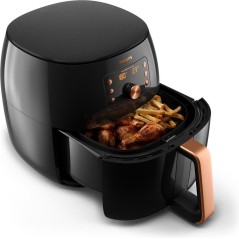 Philips Premium Collection HD9867 Airfryer XXL - Rask og Sund Madlavning med Dyb Sort/Kobber Design, 2.2kW Effekt!