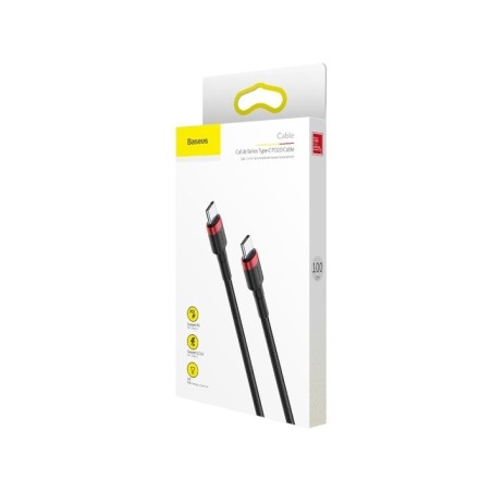 Baseus Cafule USB 2.0 Type-C Kabel 1m - Sort/Rød | Hurtig Opladning & Høj Kvalitet
