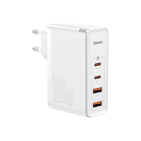 Baseus GaN2 Pro Hurtigoplader 2xUSB + 2xUSB-C 100W (Hvid) - Optimal Hurtigopladning til Dine Enheder!