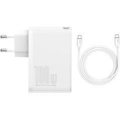 Baseus GaN2 Pro- Hurtigoplader 2xUSB + 2xUSB-C 100W (Hvid)