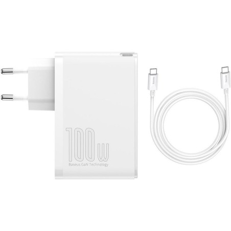 Baseus GaN2 Pro- Hurtigoplader 2xUSB + 2xUSB-C 100W (Hvid)