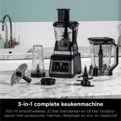 Ninja with Auto-iQ BN800EU Køkkenmaskine 2.1 liter - Sort/Sølv | Effektiv, Smart og Alsidig til dit køkken!