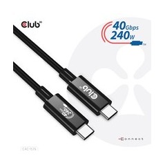 Club 3D CAC-1576 USB4 Gen3x2 USB-C Kabel 1m - Sort | Høj Hastighed, Holdbar Kvalitet!