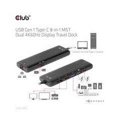 Oplev Club 3D CSV-1597 8-in-1 USB-C Gen1 Dockingstation - Den Ultimative Løsning til Effektiv Multi-Connectivitet!