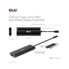 Oplev Club 3D CSV-1597 8-in-1 USB-C Gen1 Dockingstation - Den Ultimative Løsning til Effektiv Multi-Connectivitet!