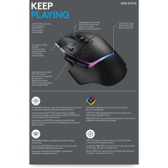 Logitech G G502 X PLUS - Optisk Trådløs Gaming Mus i Sort | Ultimativ Præcision og Komfort