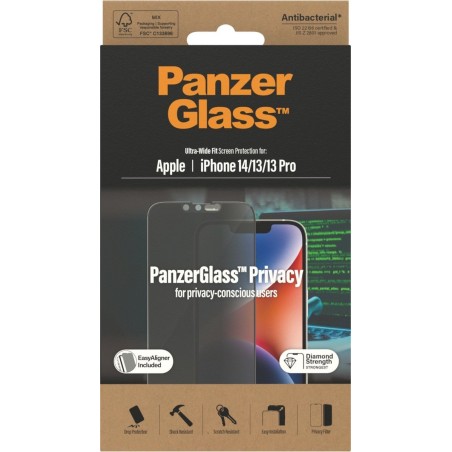 PanzerGlass Skærmbeskytter Sort Transparent til Apple iPhone 13, 13 Pro, 14 - Optimal Beskyttelse med Elegant Design | Varenr. 5