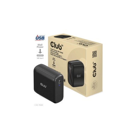 Køb Club3D CAC-1908EU GAN Rejseadapter 100W USB-C PD - Effektiv, Sort, Ideel til Rejser!